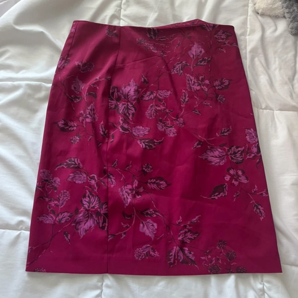 Pink & Purple Floral Midi Skirt (S) (Express)